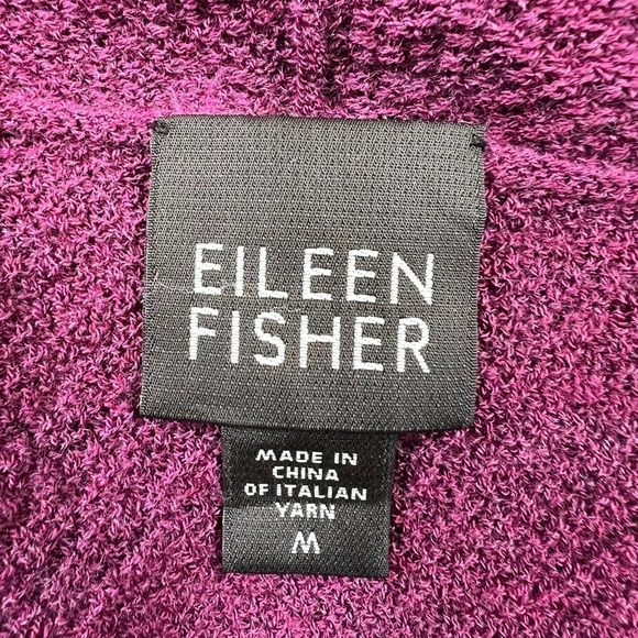 EILEEN FISHER Womens Long Sleeve Open Front Purple Wool Cropped Cardigan Size M - Picture 7 of 8